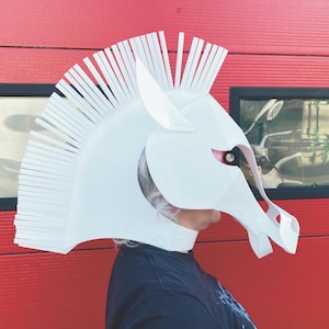 Horse Mask Pattern template: DIY Felt or EVA Foam. Digital Download Printable. Adult and child sizes. Designed by Tentacle Studio.
