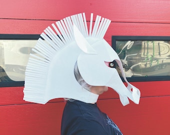 Modèle de motif de masque de cheval : feutre DIY ou mousse EVA. Téléchargement numérique imprimable. Tailles adulte et enfant. Conçu par Tentacle Studio.