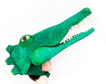 Crocodile mask Peter Pan adult/ teenage  costume head Tick Tock Mr Grin alligator for stage / theatre / ballet by Tentacle Studio