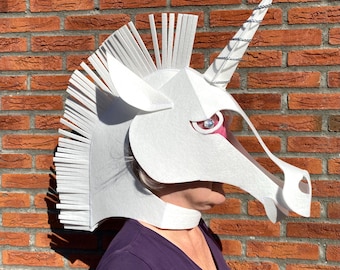 Unicorn Mask Pattern Template: Adult / Teen/ Child Felt or EVA Foam Digital Download print on home printer.