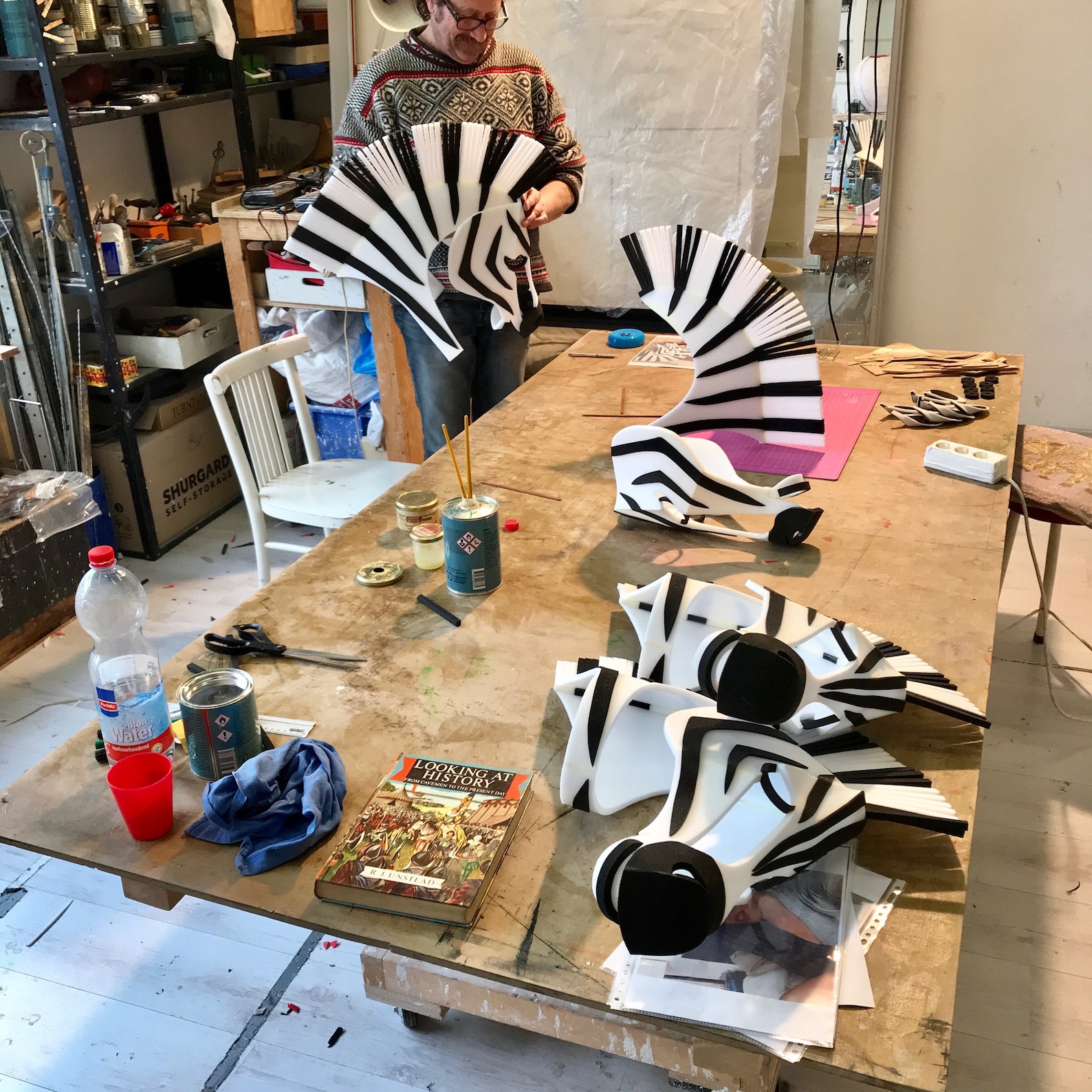 Zebra Mask Costume Head ADULT Size Headdress Black and White African