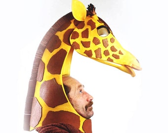 Giraffe costume mask ADULT headdress animal head IN STOCK High style African beastie! Lion King  handmade giraffe masquerade mask for sale.