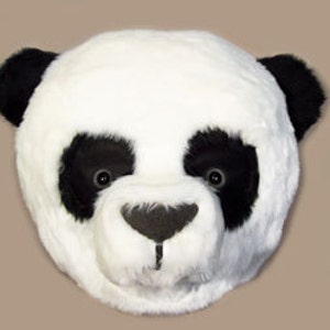 Couples costumes adult size panda head made from fake fur by Tentacle Studio.