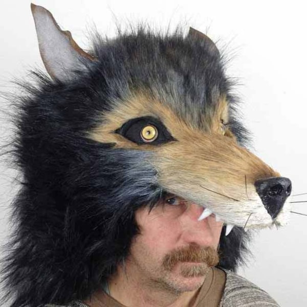 Wolf mask/ Realistic Faux Fur  Headdress, Adult Costume Mask