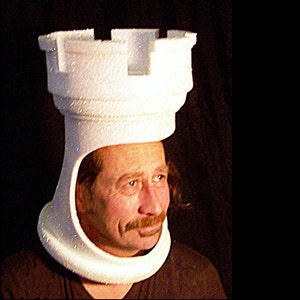 Rook, Castle adult size Chess Headpiece Hat, Chess piece theme party  costume for men or women , Unique design handmade by Tentacle Studio.