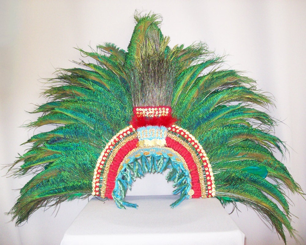Montezuma's Aztec Feather Headdress Mexican King Etsy