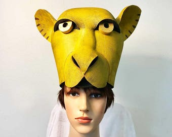 Lion King Mask Headdress, Hat Sarabi, Nala, Sarafina, Child + Adult lioness costume headpiece hat. Hand made by Tentacle Studio.