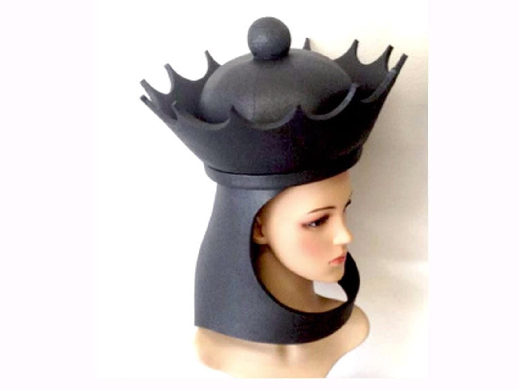 Chess Queen Costume Mask Hat: Handmade Black or White Party  display picture 1