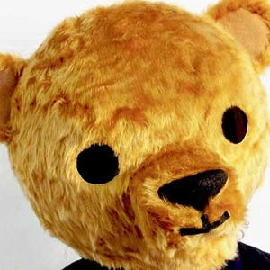 Furry Teddy Bear Costume Head in ADULT or CHILD size friendly animal mask with fake fur for  men women and kids.