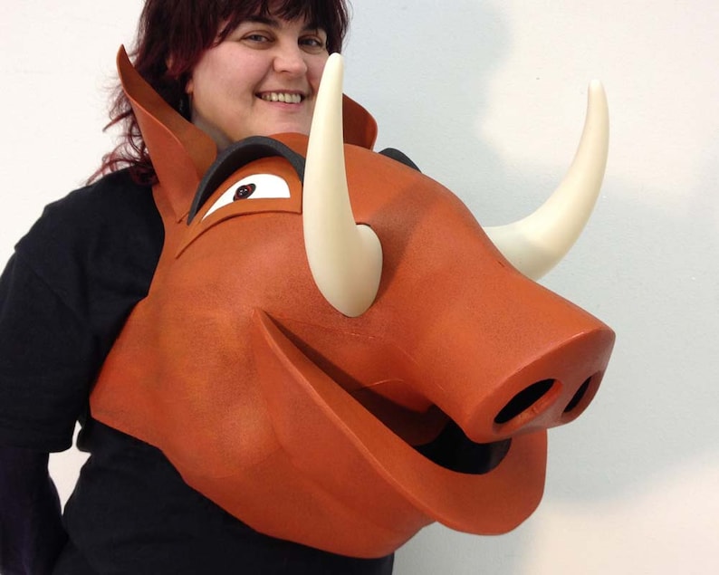 Pumba Pumbaa Lion King costume mask head, Kids Adult sizes HEAD ONLY, Warthog hippo theatre hat Handmade Tentacle Studio. image 3