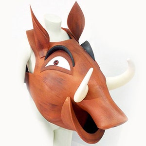 Pumba Pumbaa Lion King costume mask head, Kids Adult sizes HEAD ONLY, Warthog hippo theatre hat Handmade Tentacle Studio. image 6