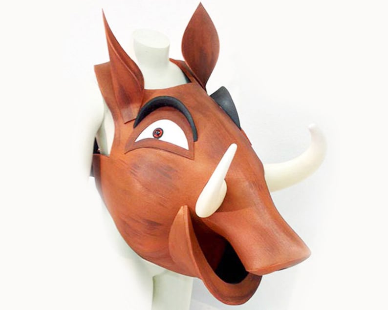 Pumba Pumbaa Lion King costume mask head, Kids Adult sizes HEAD ONLY, Warthog hippo theatre hat Handmade Tentacle Studio. image 6