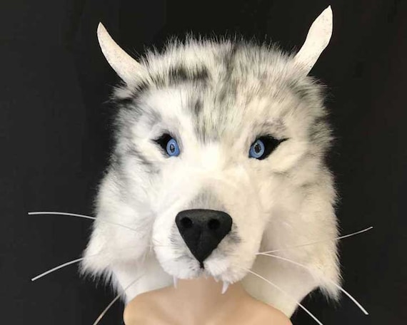 Realistische witte Wolf masker kostuum hoed |