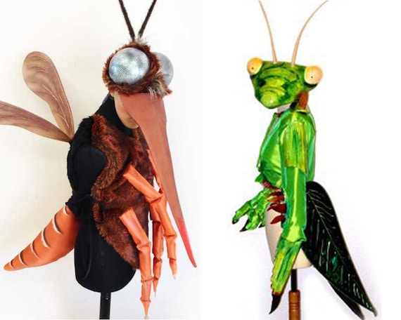 Couples Costume Mosquito Mantis set 2 of ADULT Insect Halloween Costumes  Bug Head Hats Men Women Hand Made by Tentacle Studio. 