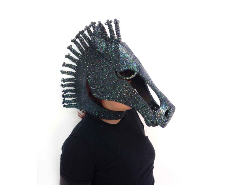 Horse Masquerade Mask Luxury Adult Costume Head Black Beauty Etsy