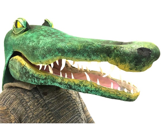 XL Máscara de cocodrilo / mandíbula en movimiento / Peter Pan disfraz adulto  cabeza animal realista Tick Tock Mr Grin caimán para espectáculo de teatro  escénico -  España