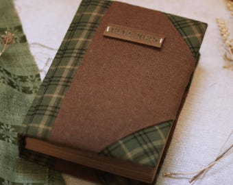 Woodland plaid dagboek, geborduurd bos notitieboek, gezellig rustiek dagboek