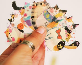 24 kattenstickers, leuk geïllustreerd stickerpakket, terug naar school, dagboekbenodigdheden