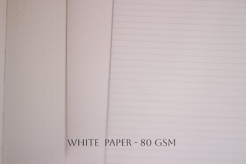 May include: White paper sheets with different textures. One sheet has a dotted pattern, another is blank, and the third has horizontal lines. The text "WHITE PAPER - 80 GSM" is printed at the bottom of the image.