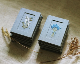 Lavendel geborduurd zakjournaal, A7-mininotitieboekje, botanisch dagboek, romantisch cadeau, tasjournaal