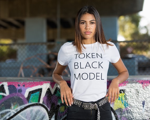 Token Black Model tee, t-shirt, white, witty, slogan, funny, ironic - Bird  Skin originals