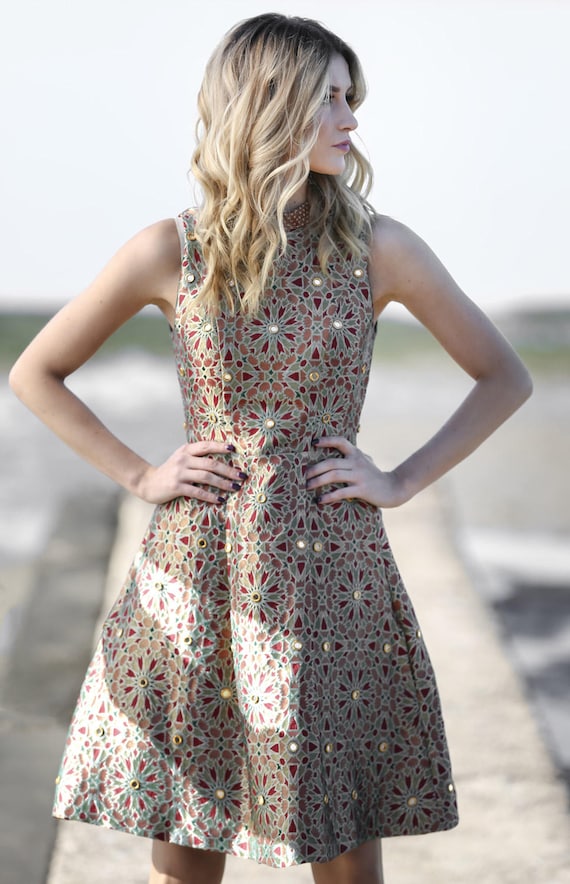 Brocade a line dress deals