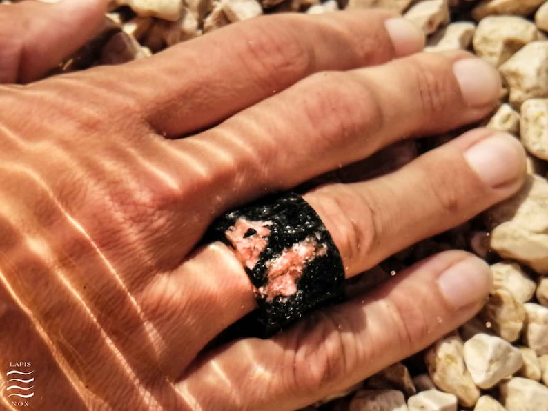 FREE SHIPPING,Tropical Bahia,upcycled,recycled,black,unique piece,unique jewelry,black granite Black granite unique raw stone ring