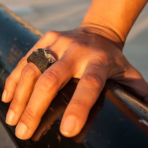 Black granite unique raw stone ring -FREE SHIPPING,Tropical Bahia,upcycled,recycled,black,unique piece,unique jewelry,black granite