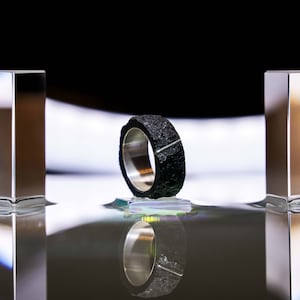 Black granite with 925 silver,unique raw stone ring -FREE SHIPPING, upcycled, recycled, unique piece, unique jewelry,wabi-sabi,brutalist