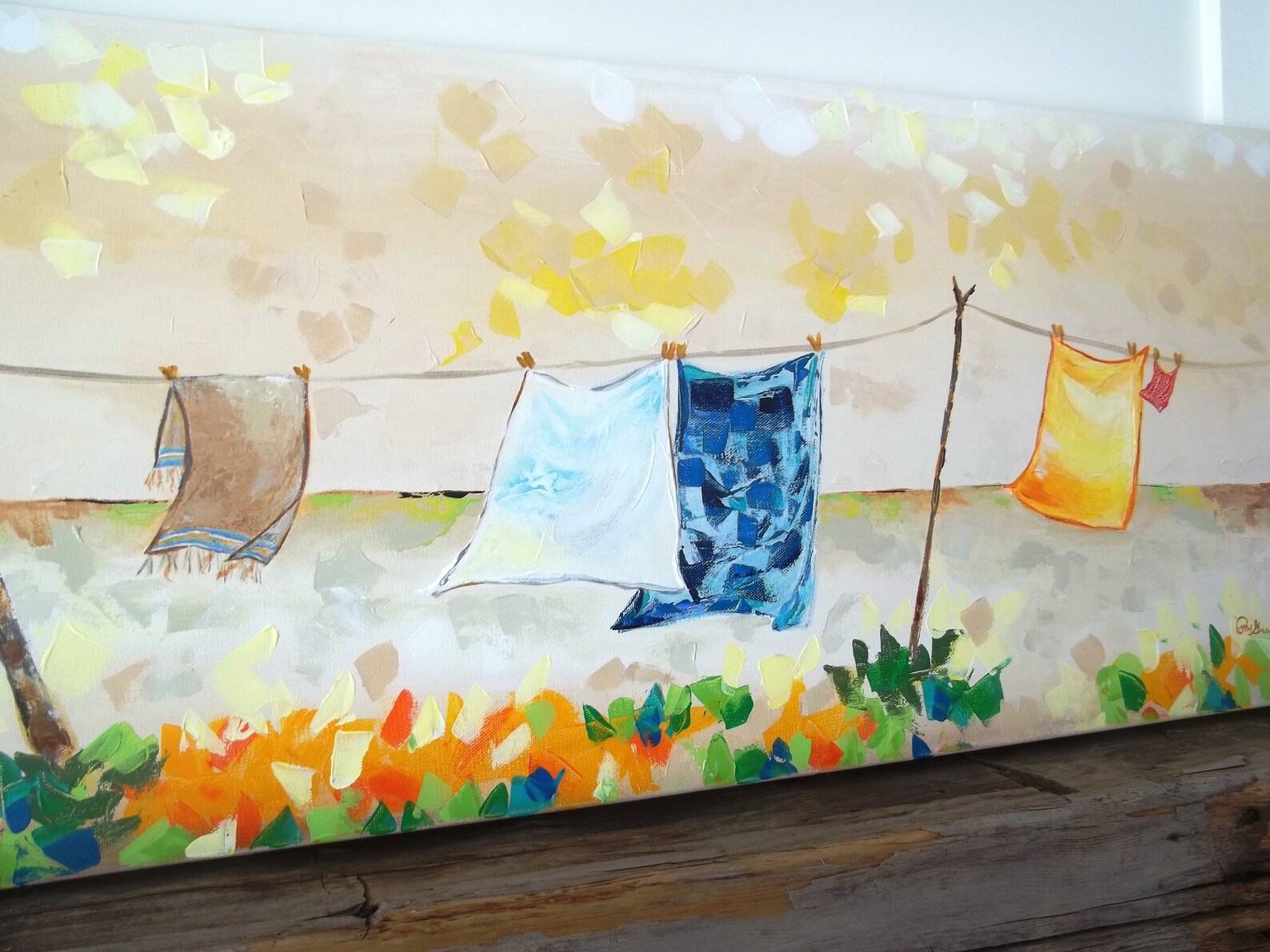 Clothesline painting original clothesline customizable art Etsy
