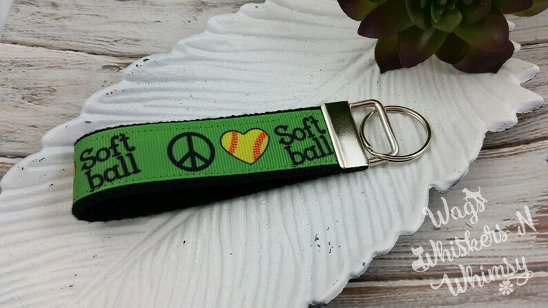Peace Love Softball Base Keychain Keyfob Proceeds to Animal Charity