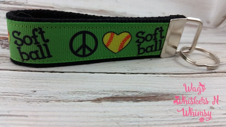 Peace Love Softball Base Keychain Keyfob Proceeds to Animal Charity