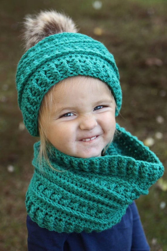 Toddler Pom Beanie and Scarf Set Crochet Hat and Scarf | Etsy