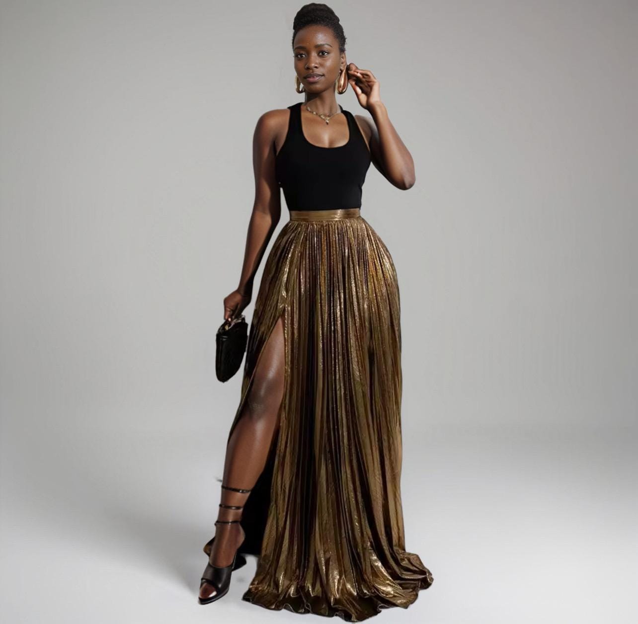 Black and Gold Dress Long S - Etsy