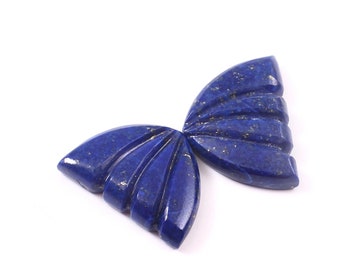 ラピスラズリの蝶の羽の彫刻：40 mmの宝石ペア - Etsy 日本