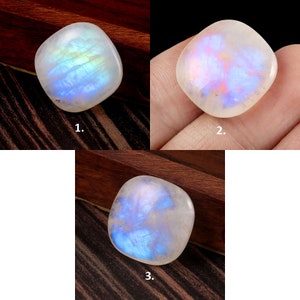 Incroyable pierre de lune naturelle arc-en-ciel coussin percé sur le côté perles de pierres précieuses Briolette + AAA +, taille 20x20mm, pièce unique pour bijoux pendentif Focal