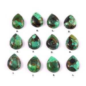 Incroyable Cuivre Naturel Vert Turquoise Poire Cabochon Gemme + AAA +, Taille 12x16mm, Boucle d'oreille en une seule pièce en vrac Pierre Bijoux Pierre