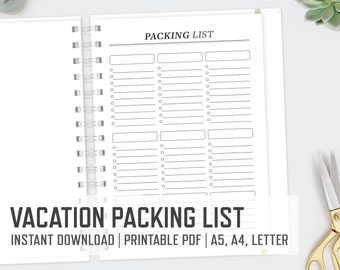 vacation planner letter size packing list travel planner etsy