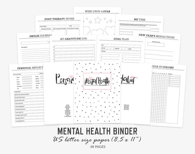 Mental Health Planner / Letter Size / Selfcare Personal Growth | Etsy