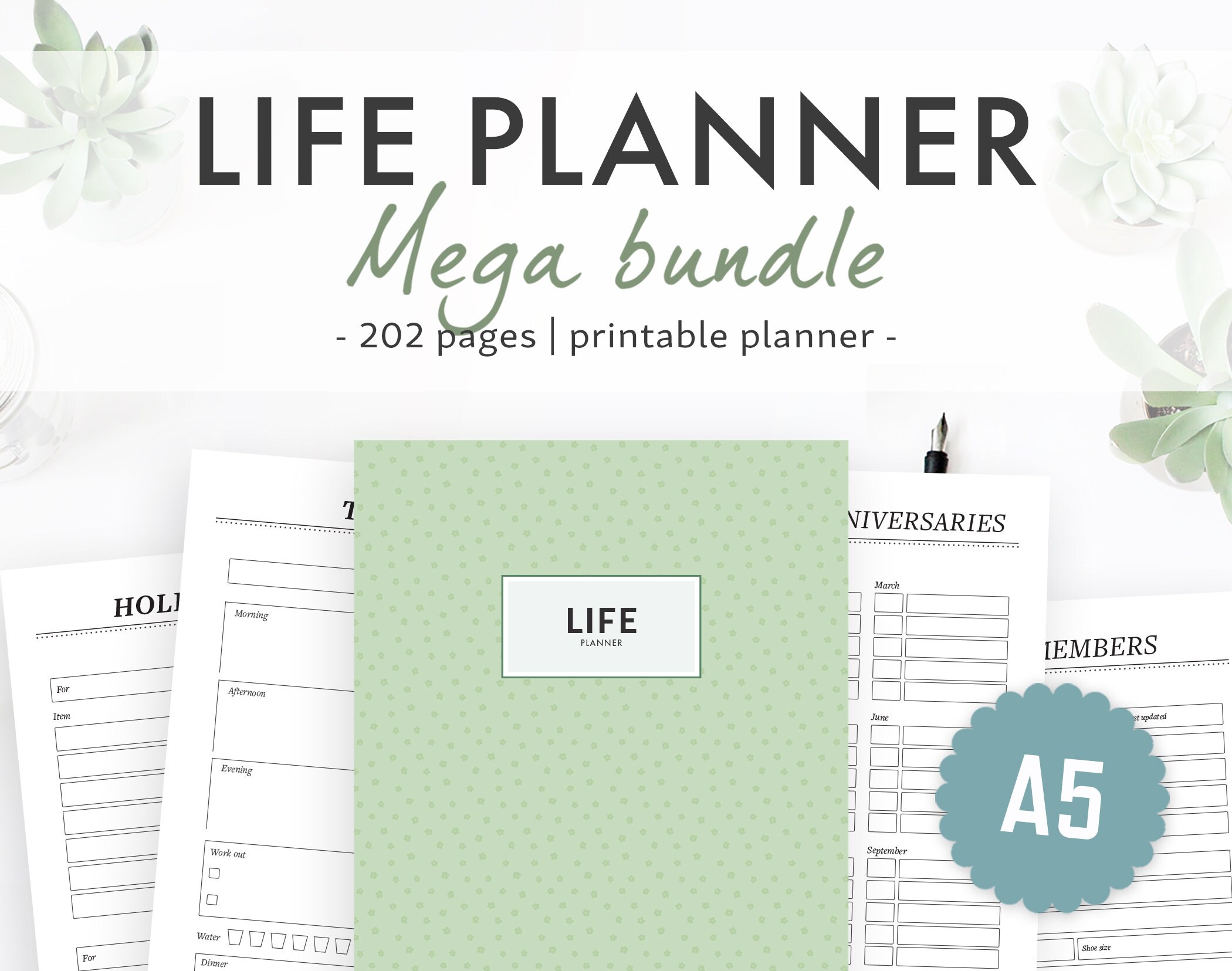 Download Life Planner A5 Printable Lifestyle Organizer Mega Bundle Etsy
