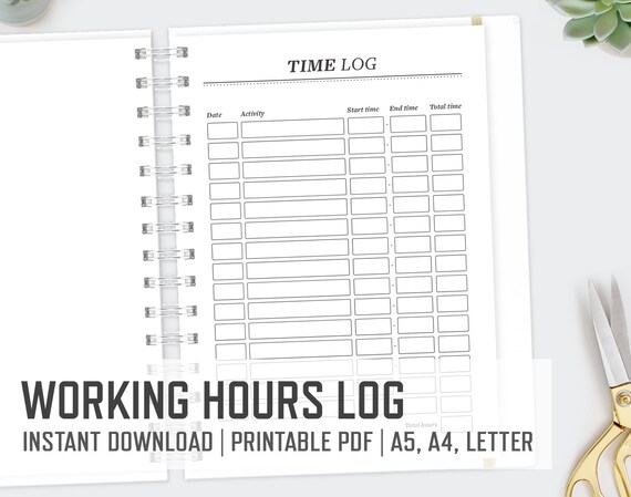 working hours log a5
