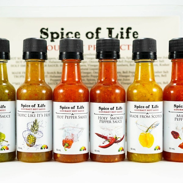 Mini Hot Sauce 6 Pack Variety of Heat Levels from Mild to Extreme Heat, national hot sauce day, Spicy Connoisseur, Hot Sauce Challenge