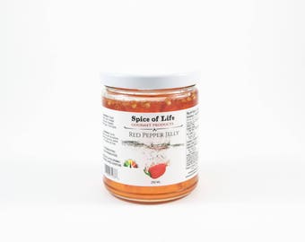 Gourmet Red Pepper Jelly, Wonderful addition on a Charcuterie Board, Enjoy With Brie, Baked Salmon, Perfect Balance of Sweet, Heat and Tart