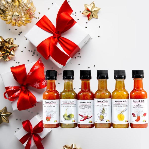 Hot Sauce Sample 6 pack, Hot Sauce Challenge, cool Christmas Gift idea, Gift under 30, Gift on a budget, Stocking gift, men's gifts