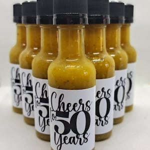 50th Birthday Party Favour, Hot Sauce party favour, celebrate 50 years old, 50 and Hot, Milestone Birthday Party Favour