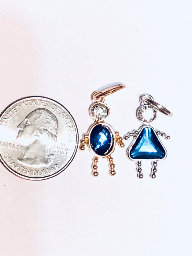 LARGE Gold Birthstone Boy or Girl Shaped Charm Pendant Mom Etsy
