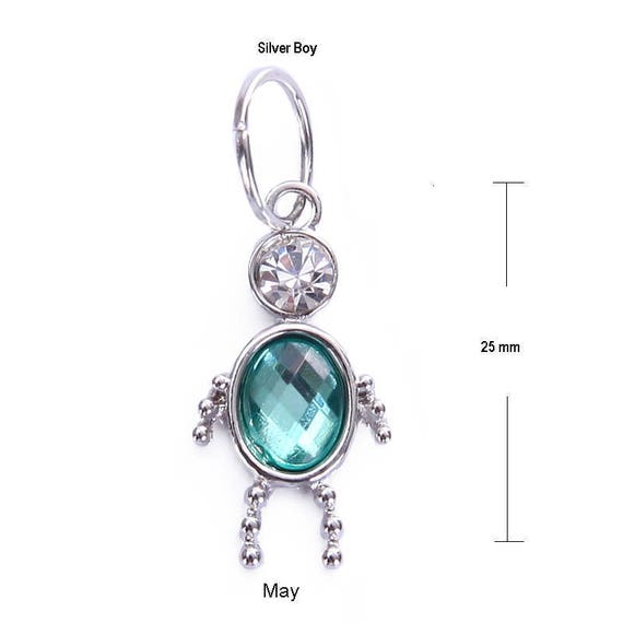 SS Crystal Birthstone BOY-February DiamondJewelryNY Silver Pendant