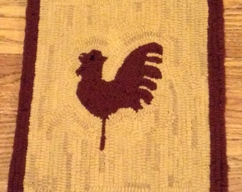 PrimitiveWeathervane Rooster Hooked Rug