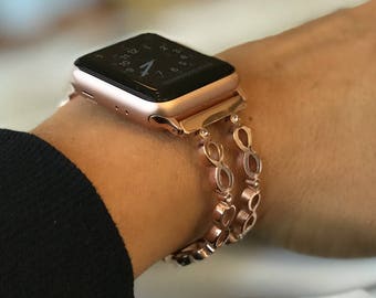 Apple Watch Bangle -  Infinity - silver, gold, rose gold - stainless steel and zirconia stones