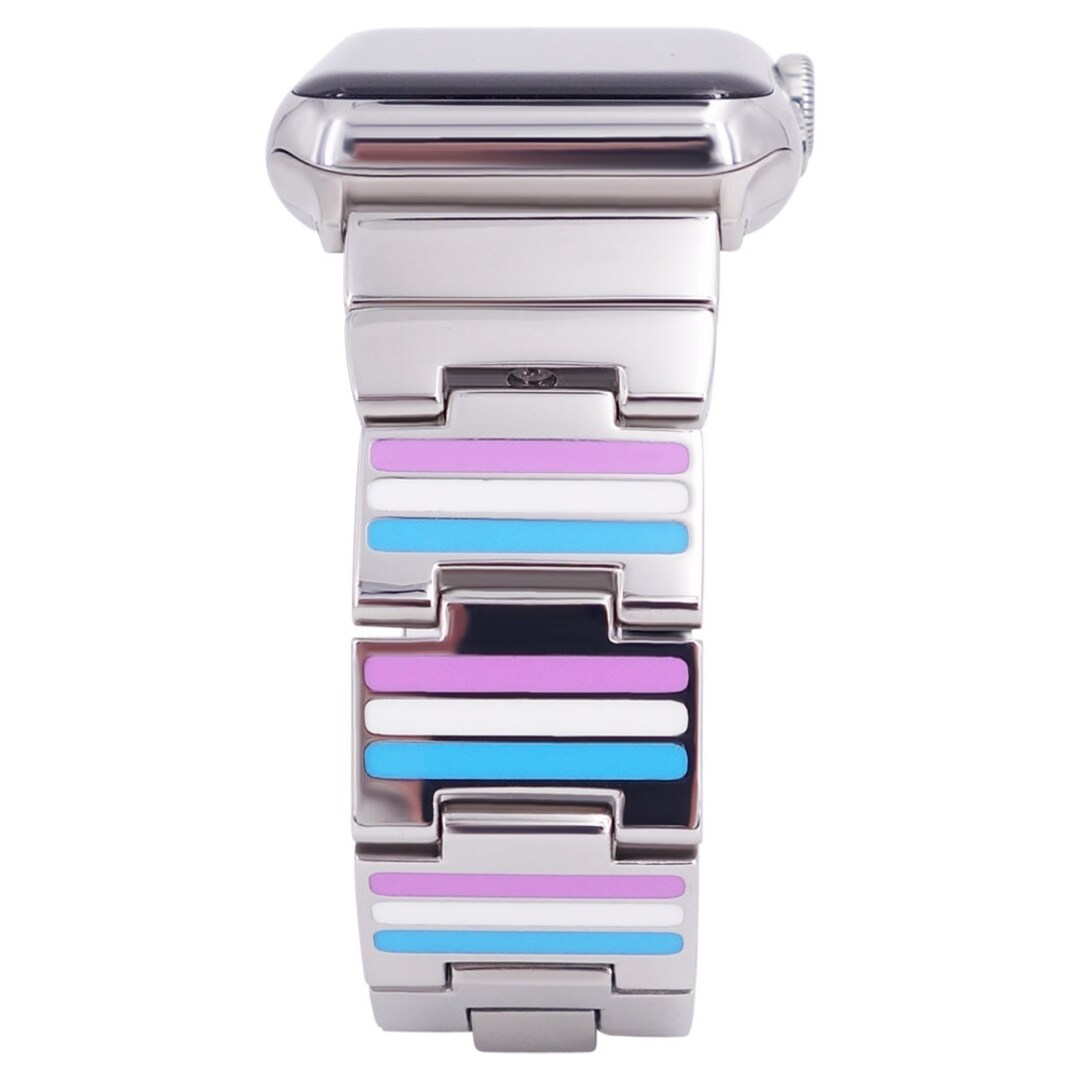 Reversible Apple Watch Band Color Pink Blue White black Enamel Stainless Steel Silver Gold Rose Gold or Black Finished Etsy Canada